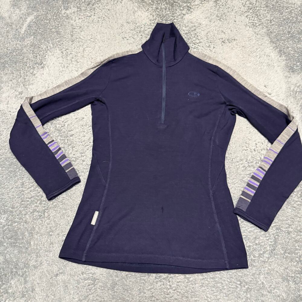 Icebreaker 260 Zone Sweater Womens Small Blue Merino Thermal Baselayer ****